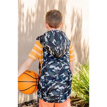 Camo Neon Orange Removable Hooded Backpack