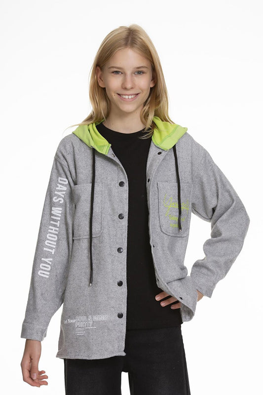 Girl's Hooded Printed Shirt 9-14 Years Lx167