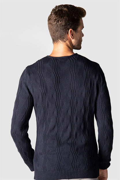 Slim Fit Crew Neck Patterned Men's Sweater