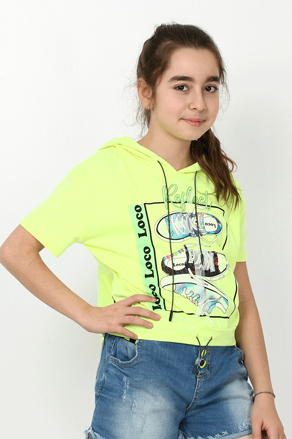 Girl's Hooded Mesh Tshirt 10-15 Years 13960