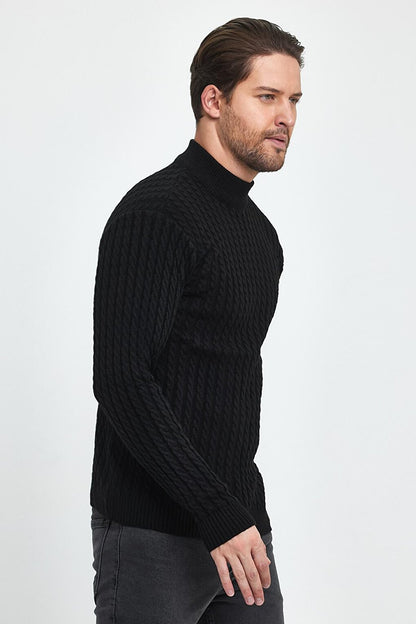 Regular Fit Half Turtleneck Hair Knitted Men's Knitwear Sweater RF0448