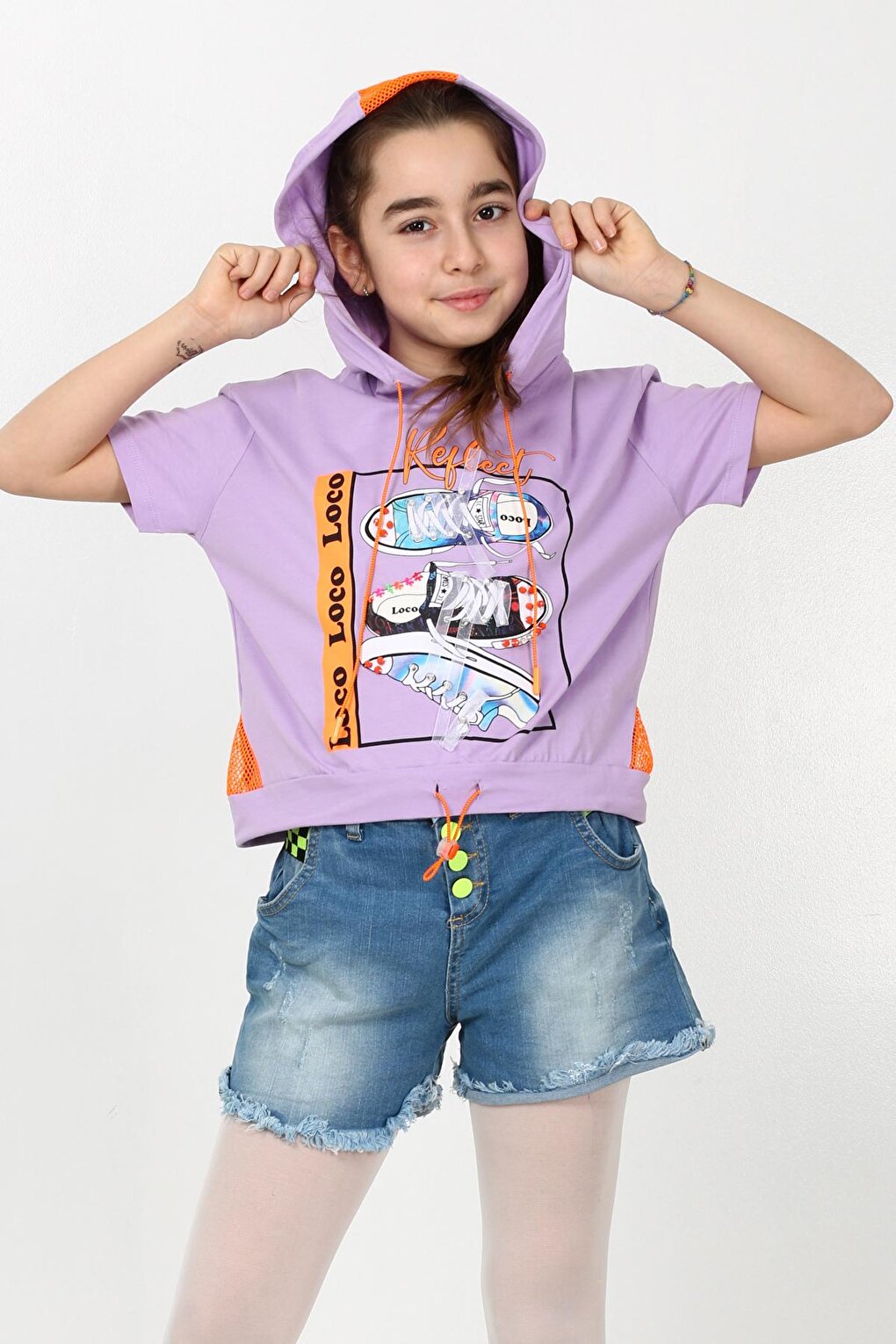 Girl's Hooded Mesh Tshirt 10-15 Years 13960