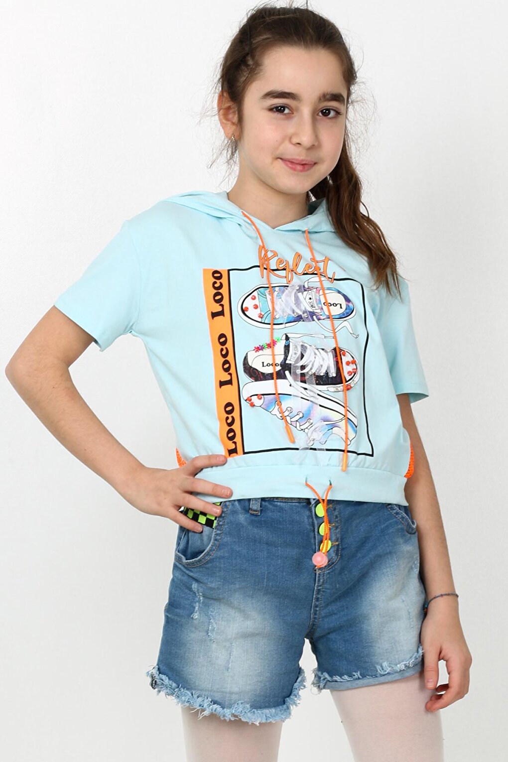 Girl's Hooded Mesh Tshirt 10-15 Years 13960