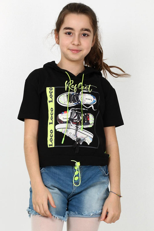 Girl's Hooded Mesh Tshirt 10-15 Years 13960