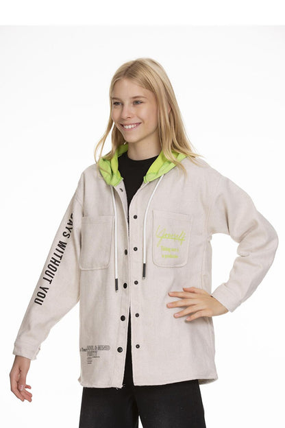 Girl's Hooded Printed Shirt 9-14 Years Lx167