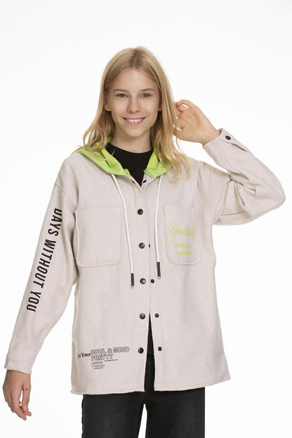 Girl's Hooded Printed Shirt 9-14 Years Lx167