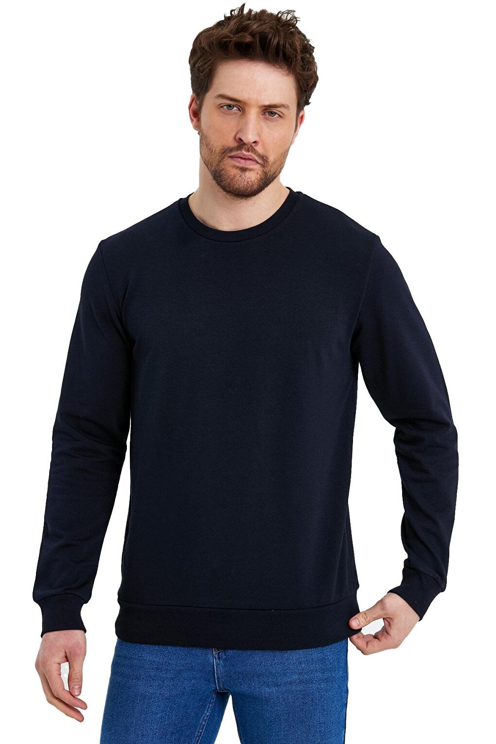 Crew Neck Basic Thin Men's Sweatshirt