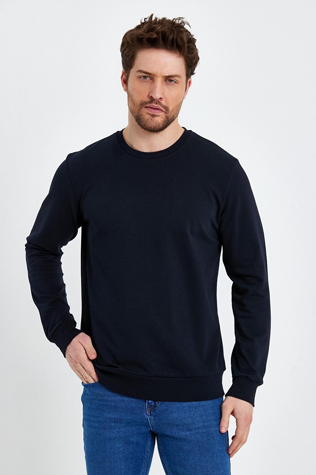 Crew Neck Basic Thin Men's Sweatshirt