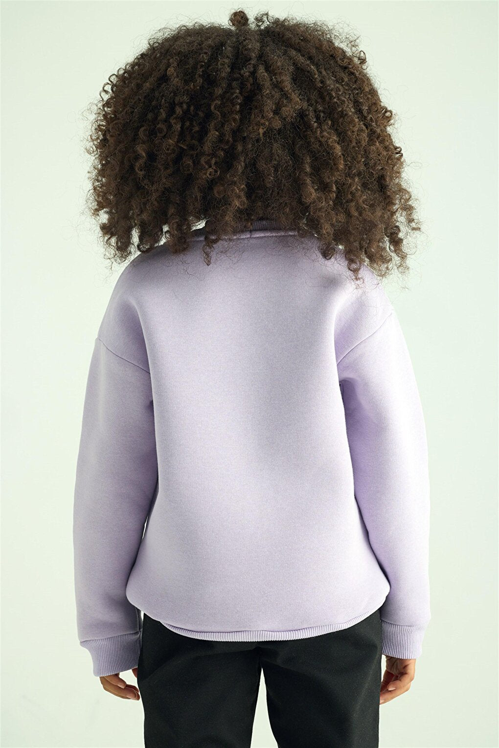 Children's Lilac Colored Kangaroo Pocket Bear Detailed Sweatshirt