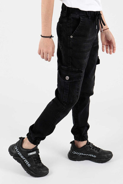 Kids Boys Cargo Pocket Trousers Elastic Laced Skinny Leg Trousers Ak202526