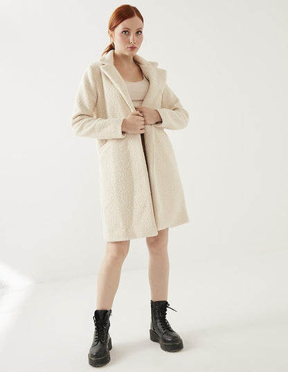 Women's Ecru Boucle Coat