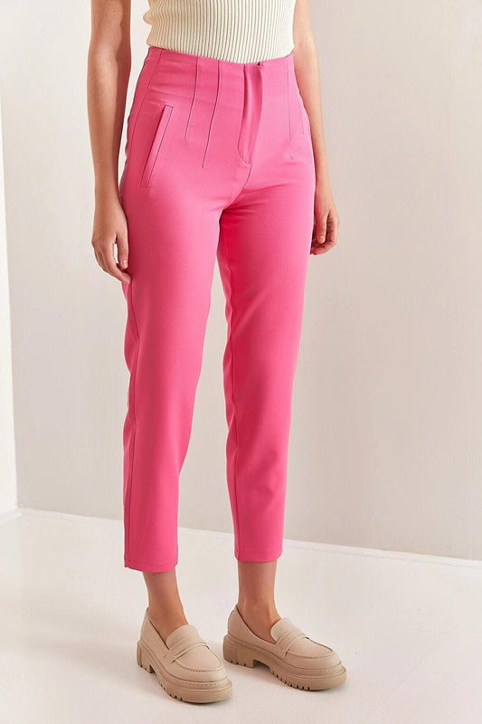 Women's Ribbed Atlas Fabric Trousers