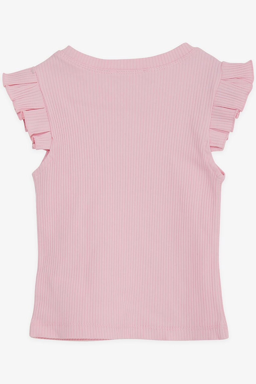 Girl's Crop T-Shirt with Ruffled Sleeves, Pink (Ages 8-14)