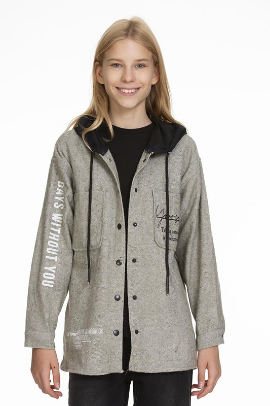 Girl's Hooded Printed Shirt 9-14 Years Lx167