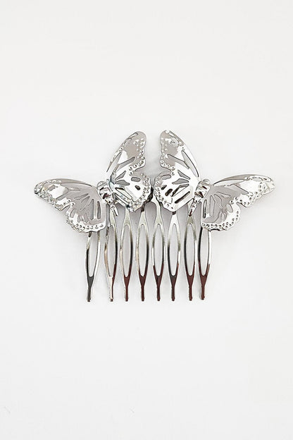 Butterfly Motif Metal Hair Comb Buckle