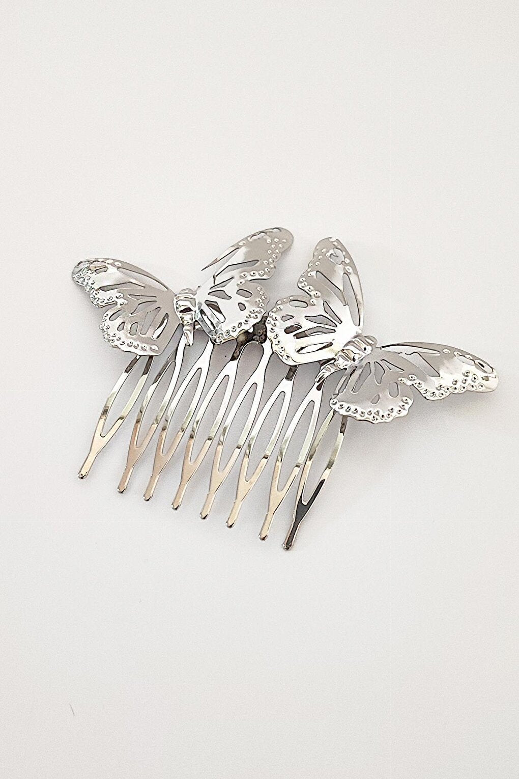 Butterfly Motif Metal Hair Comb Buckle