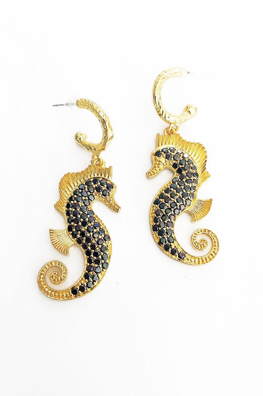 Artisan 18K Gold Plated Sea Horse Earrings