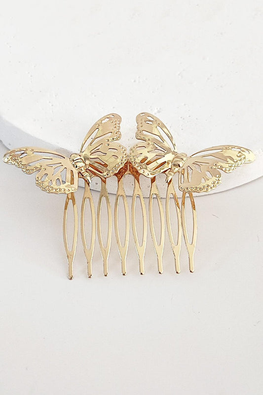 Butterfly Motif Metal Hair Comb Buckle