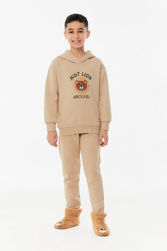 Embroidered Sweatshirt Boys' Tracksuit Set