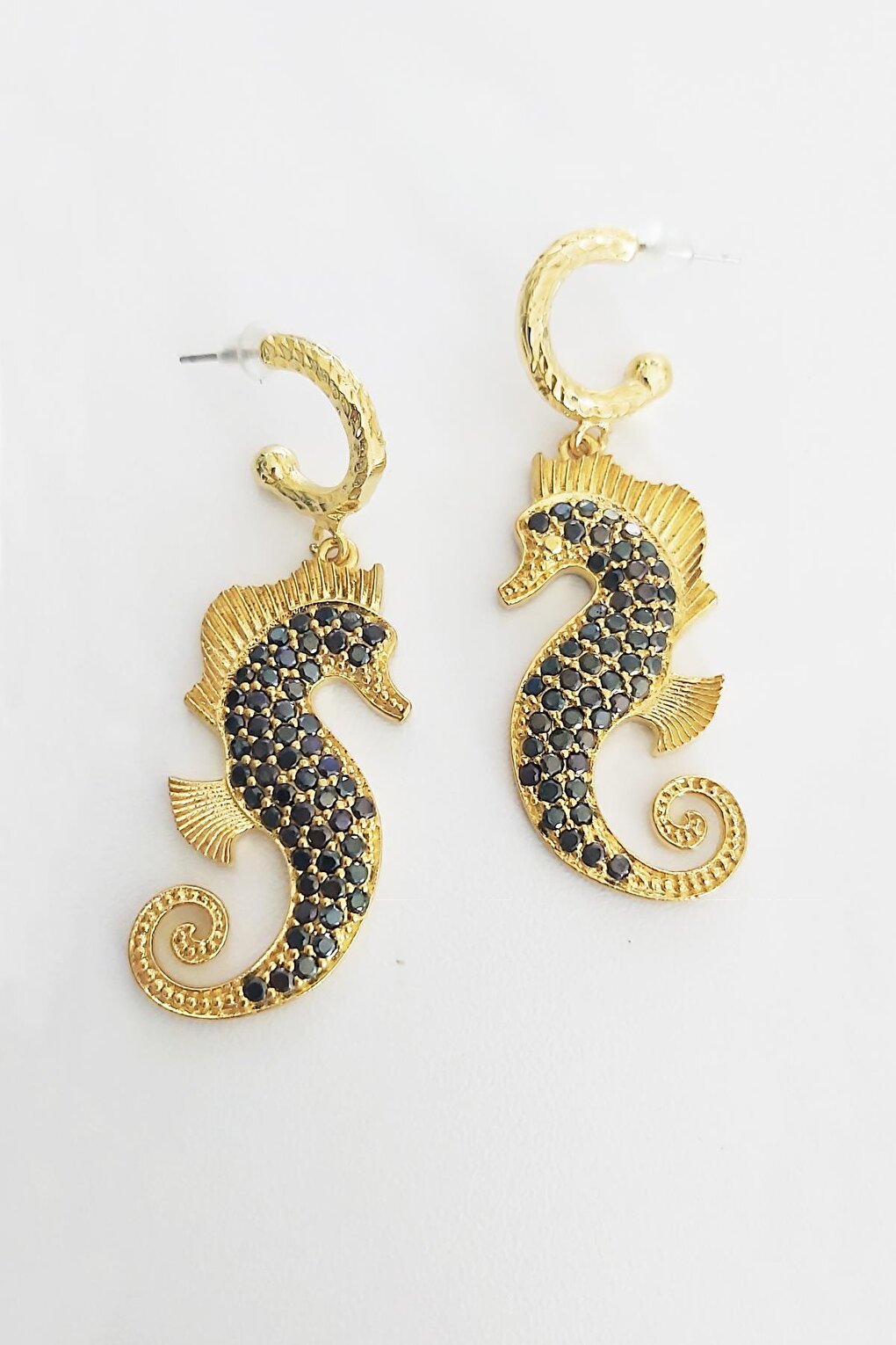 Artisan 18K Gold Plated Sea Horse Earrings