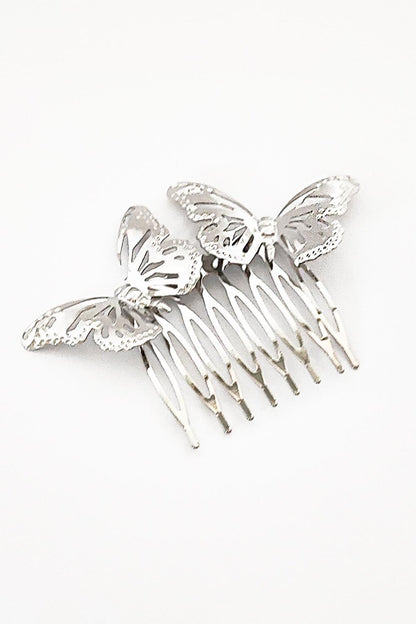 Butterfly Motif Metal Hair Comb Buckle