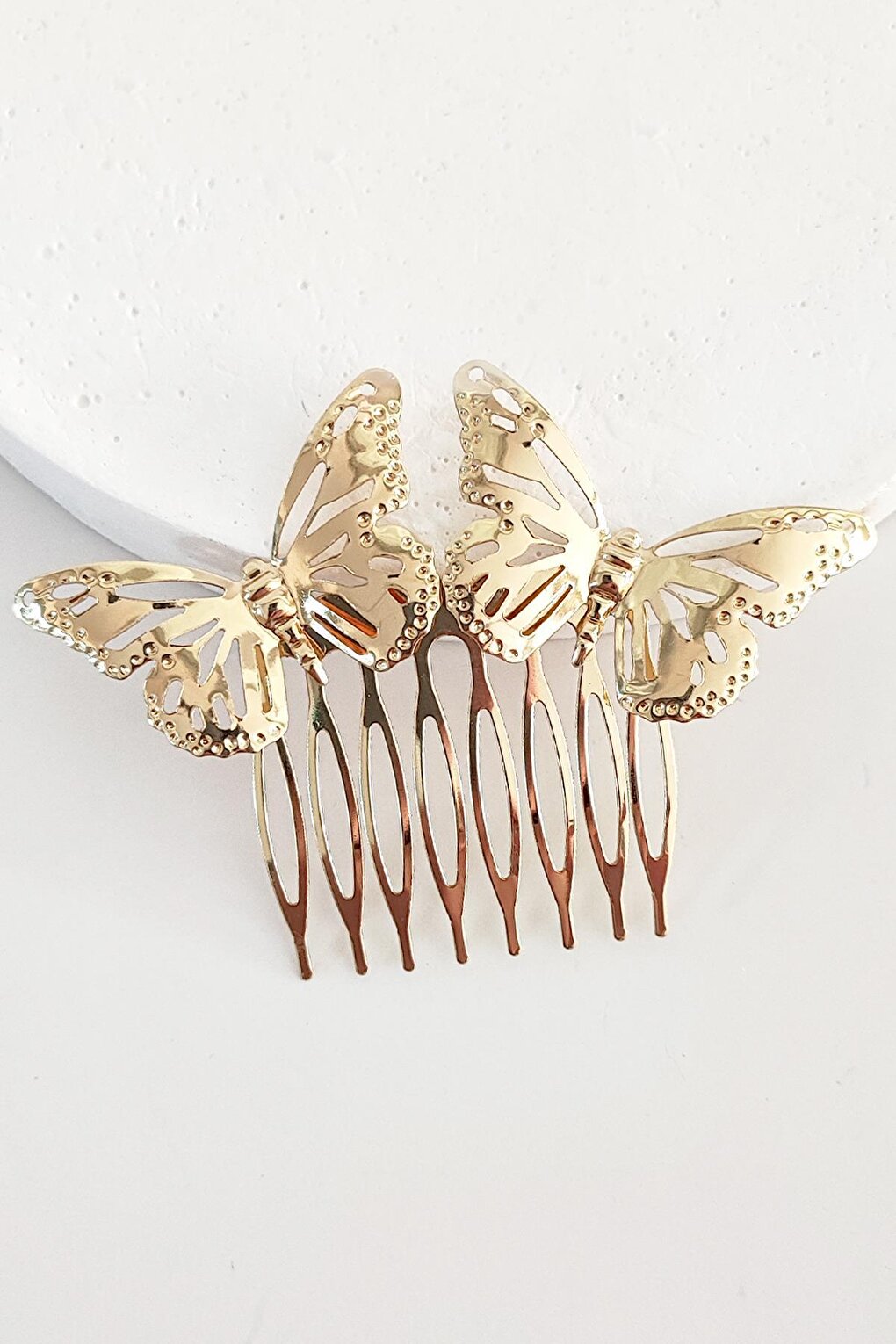 Butterfly Motif Metal Hair Comb Buckle