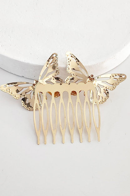 Butterfly Motif Metal Hair Comb Buckle