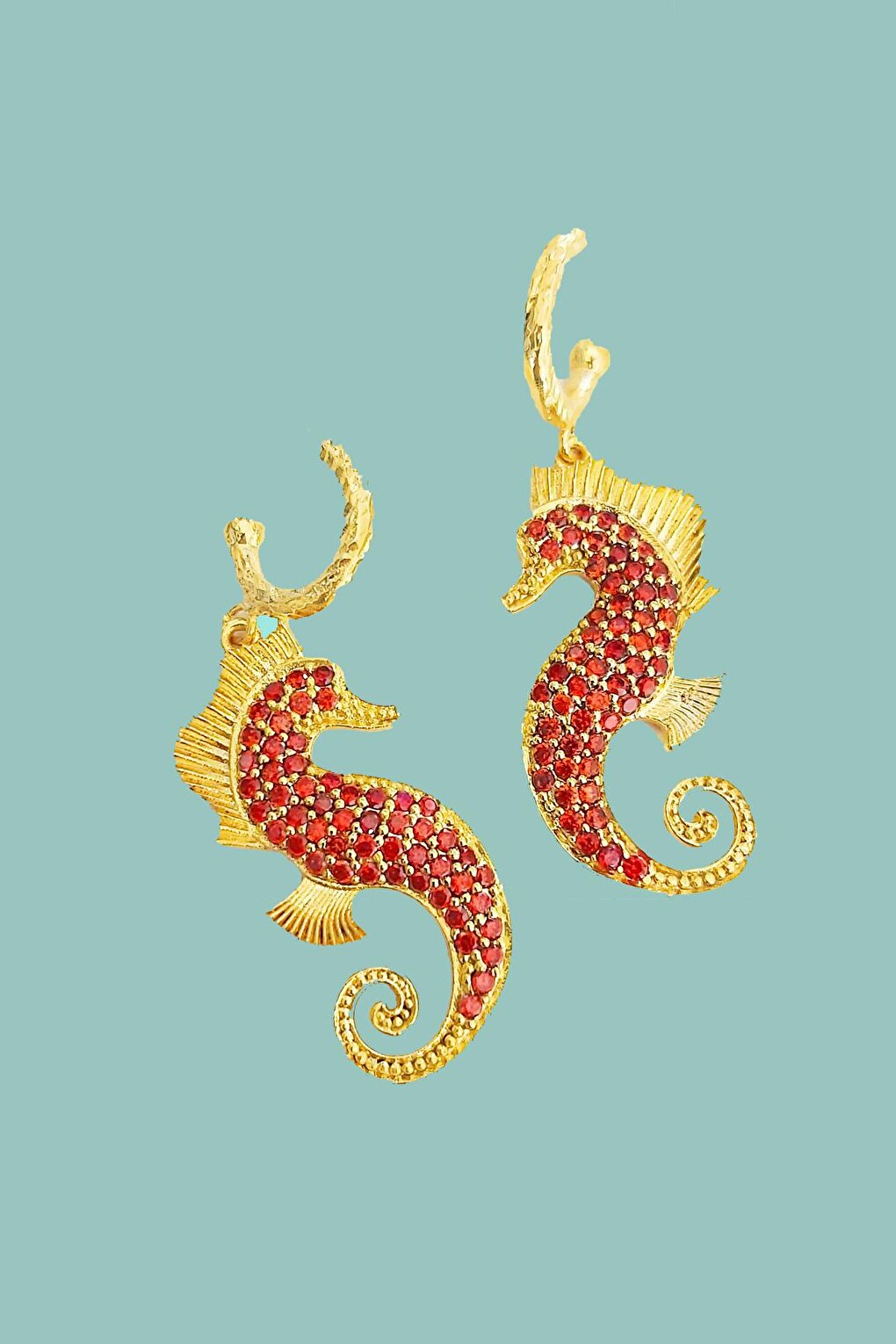 Artisan 18K Gold Plated Sea Horse Earrings