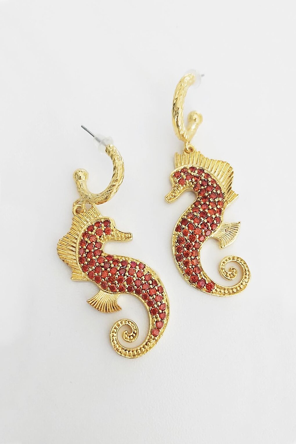 Artisan 18K Gold Plated Sea Horse Earrings