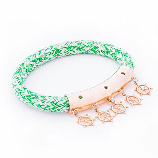 Green Rope Women's Bracelet with Rudder Design