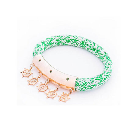 Green Rope Women's Bracelet with Rudder Design