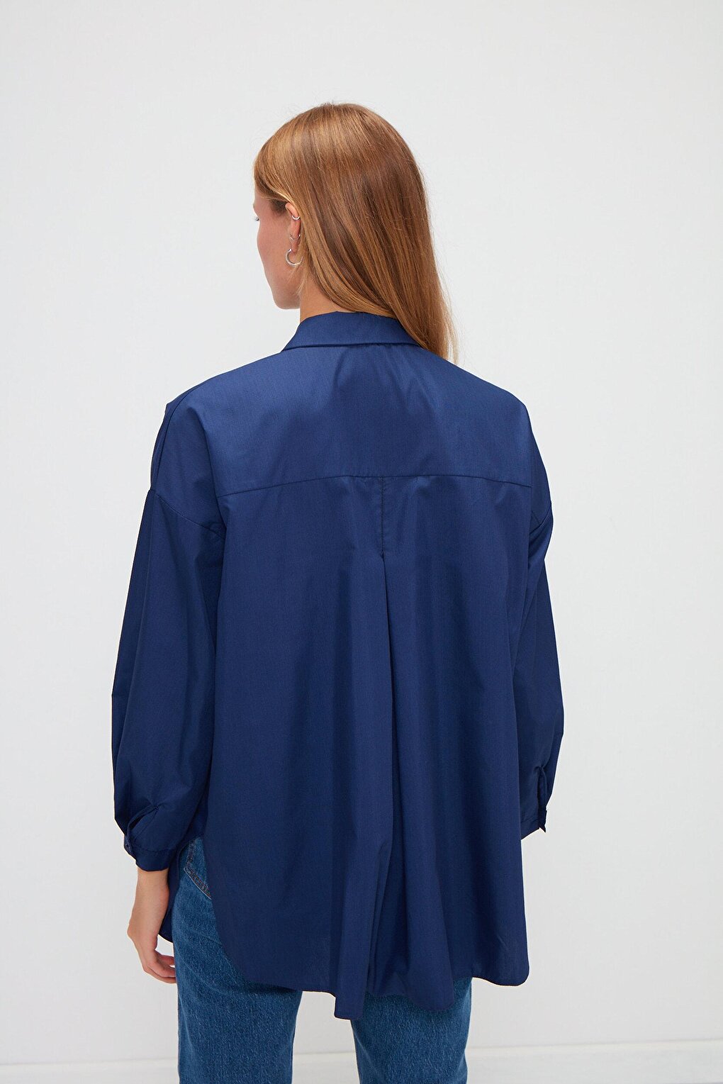 Plain Long Sleeve Oversize Poplin Shirt