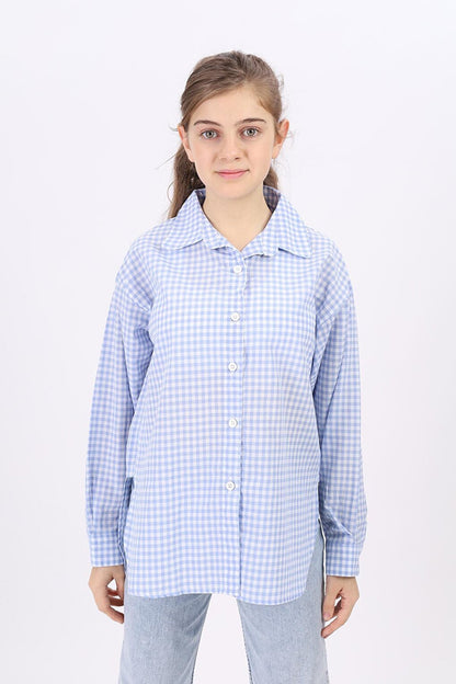 Girl's Pitikare Patterned Plaid Shirt Lx182-1