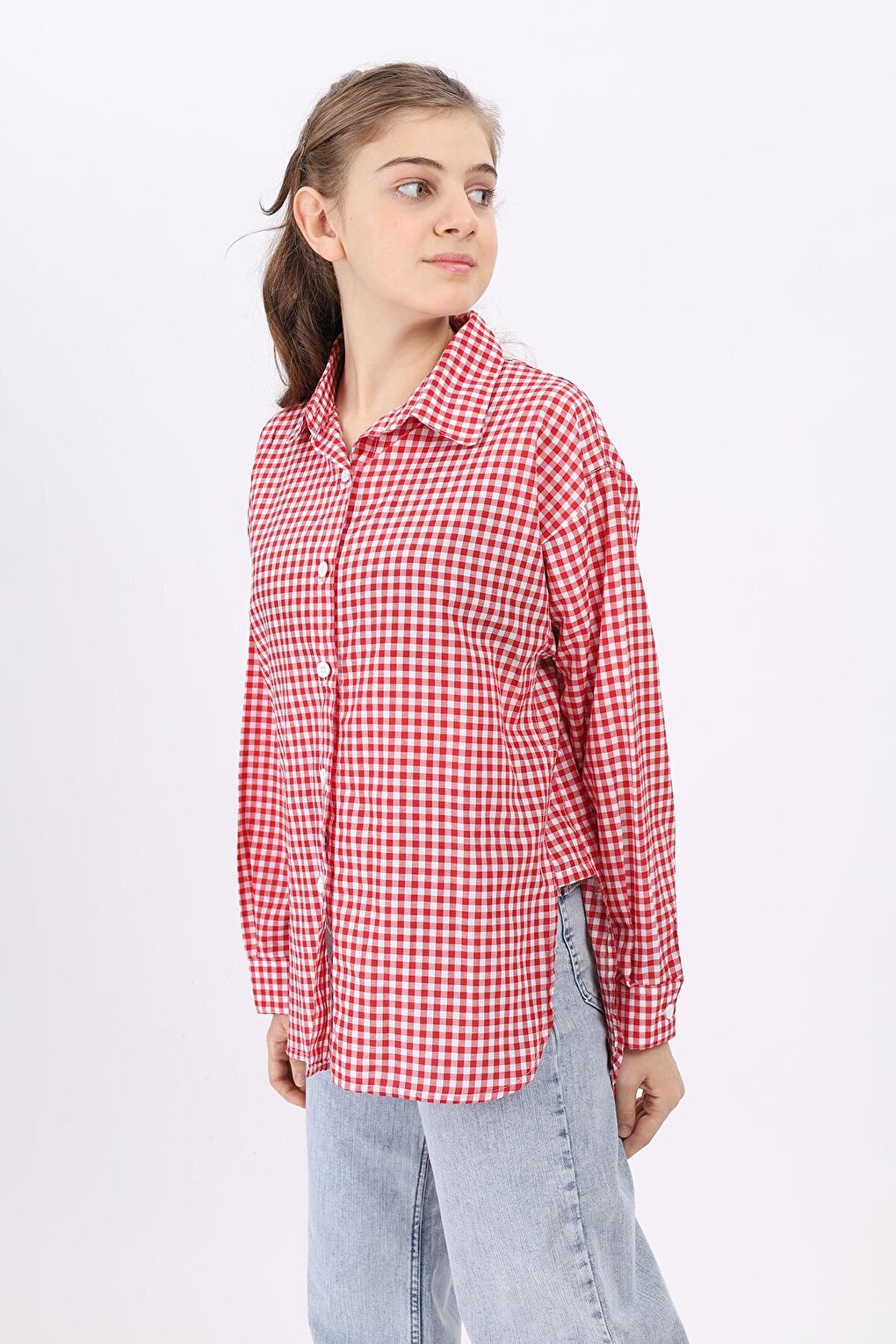 Girl's Pitikare Patterned Plaid Shirt Lx182-1