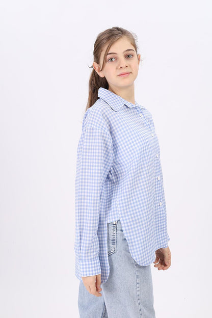 Girl's Pitikare Patterned Plaid Shirt Lx182-1