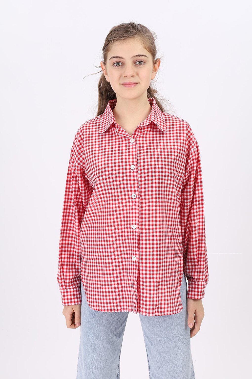 Girl's Pitikare Patterned Plaid Shirt Lx182-1