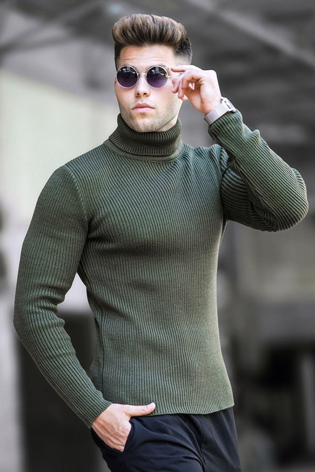 Khaki Turtleneck Sweater 5180