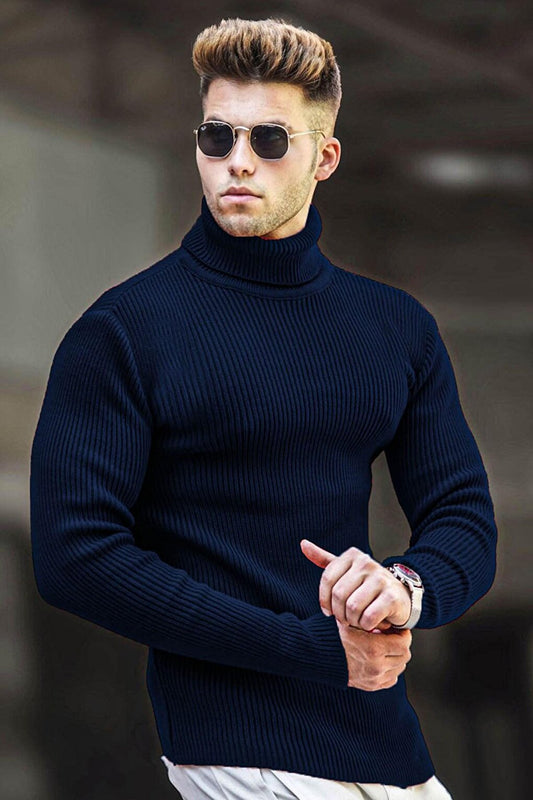 Navy Blue Turtleneck Sweater 5180