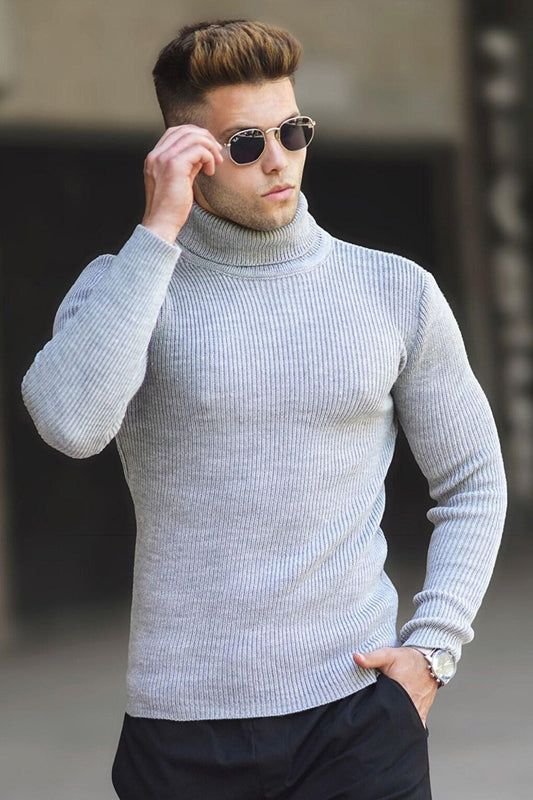 Gray Turtleneck Sweater 5180