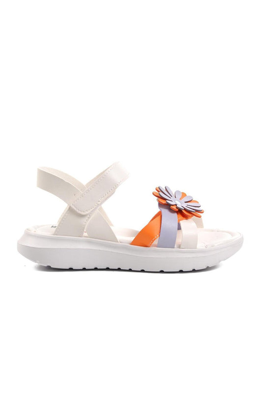 Şng 8010-F White-Orange Girl's Sandals