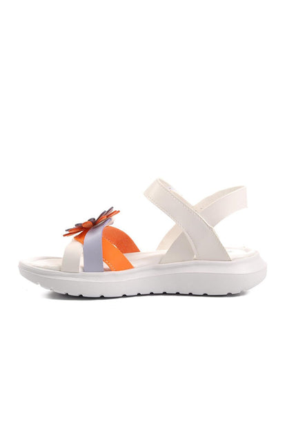 Şng 8010-F White-Orange Girl's Sandals