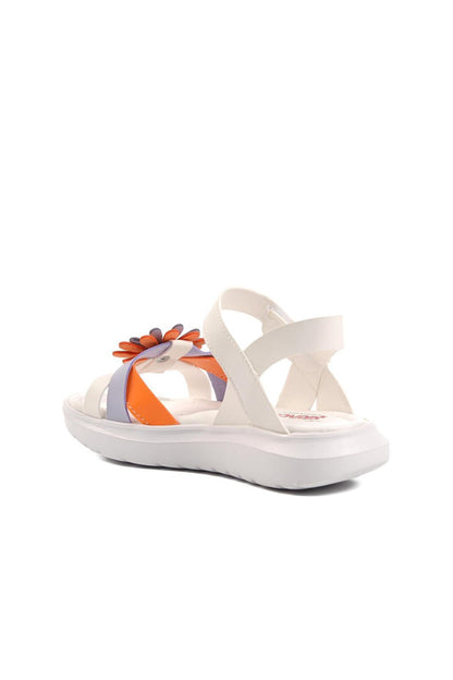 Şng 8010-F White-Orange Girl's Sandals