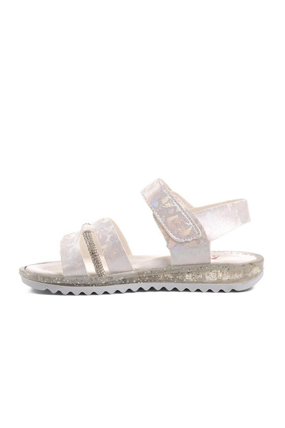 Arz 1000-P White Glittery Velcro Girls Sandals