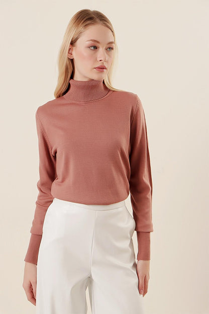 15747 Turtleneck Knitwear Sweater - Dusty Rose