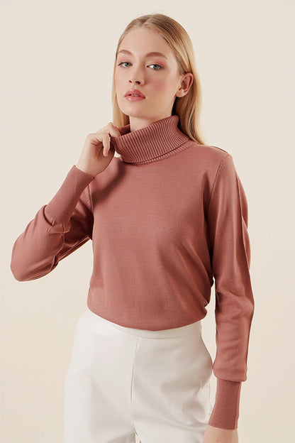 15747 Turtleneck Knitwear Sweater - Dusty Rose