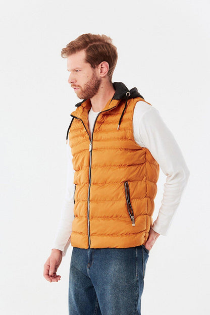 Combed Cotton Hooded Puffer Vest