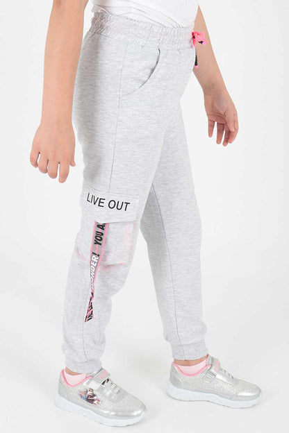 Kids Girl Live Printed Sweatpants Lace Up Elastic Slim Leg Cotton Sweatpants Ak722473