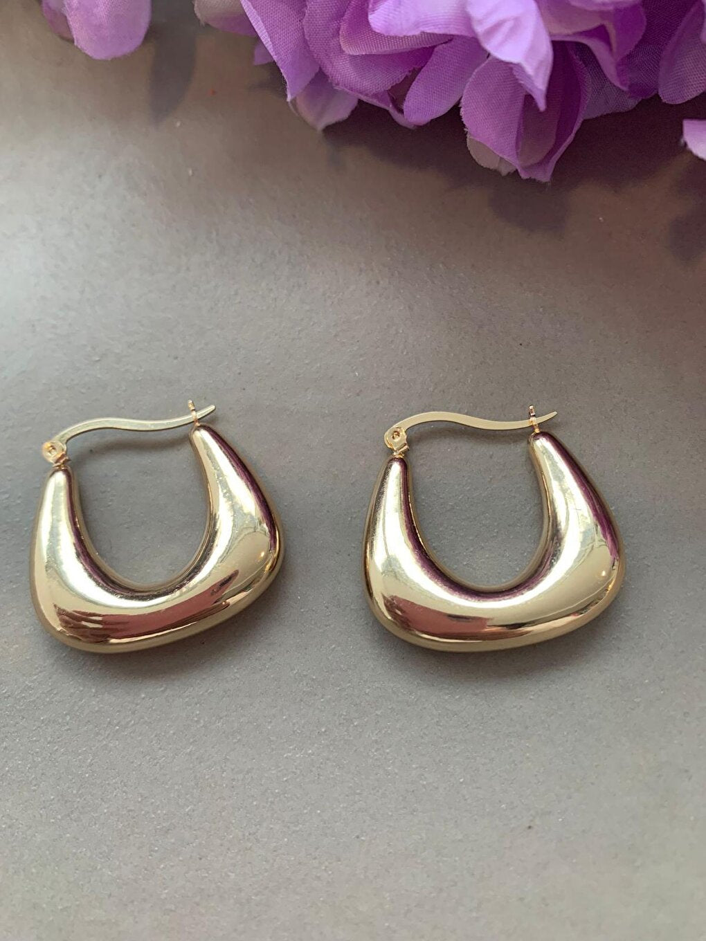 Gold Color Basket Hoop Earring