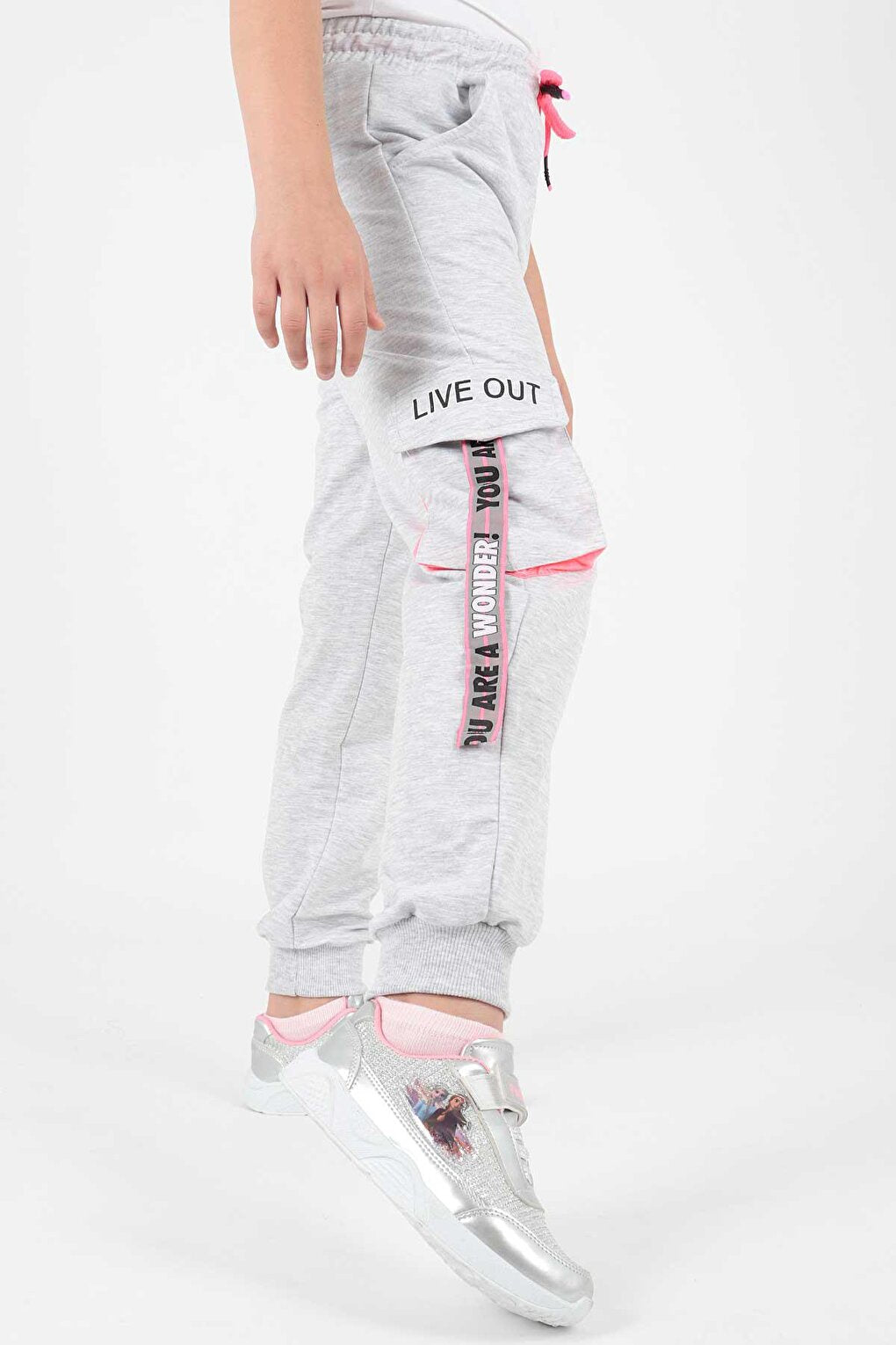 Kids Girl Live Printed Sweatpants Lace Up Elastic Slim Leg Cotton Sweatpants Ak722473