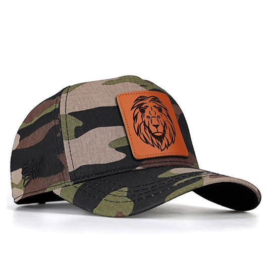 V1 Baseball Lion - Unisex Camouflage Meshless Hat (Cap) with 12 Code Logo